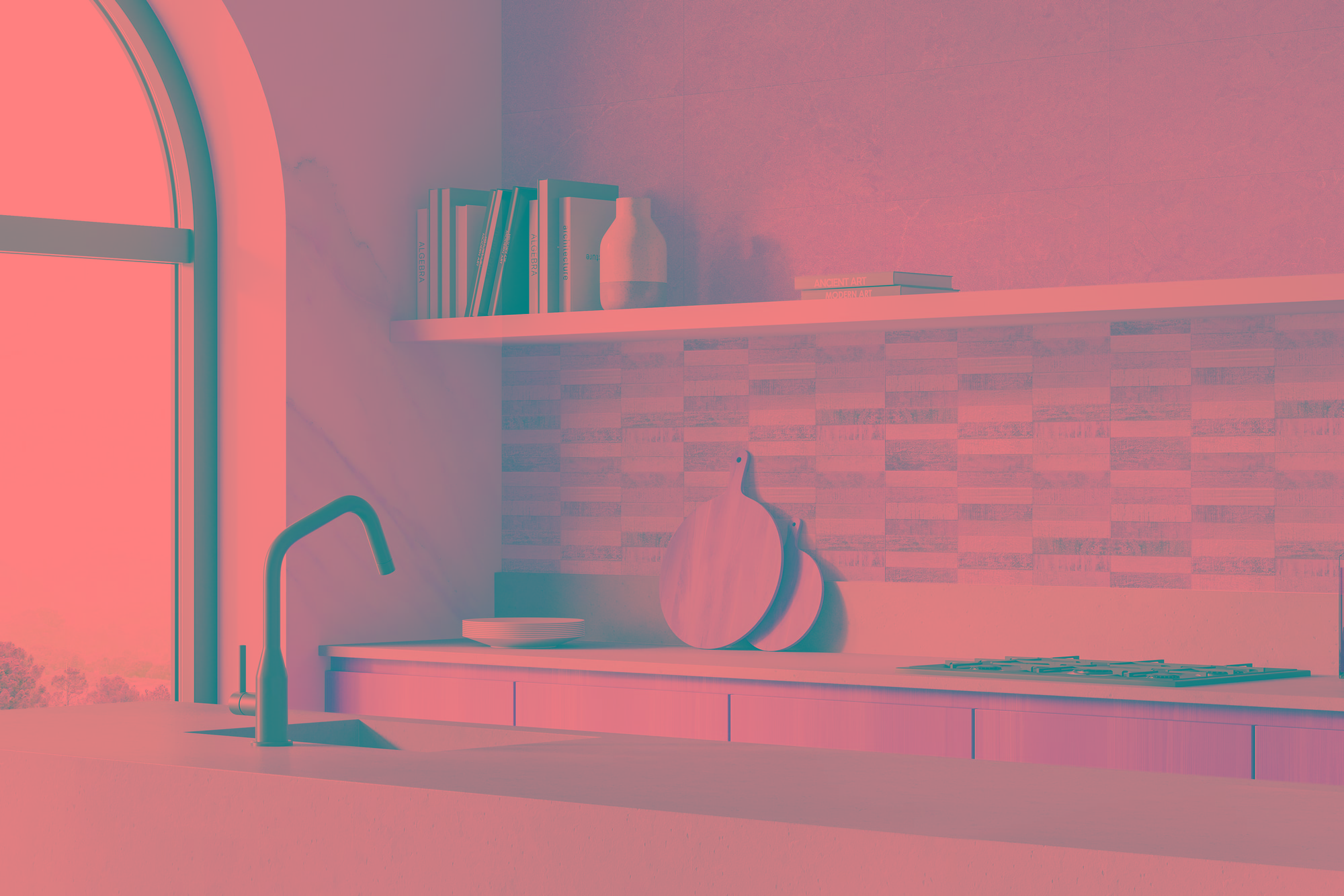 Corner,View,Of,Kitchen,Interior,With,Stone,And,Wooden,Details,